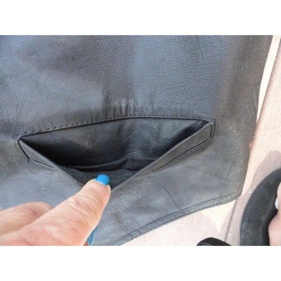 Men’s Vest Exclusive PARAGRAFF CLOTHING CO. Black Leather Large Motorcycle - Picture 5 of 8